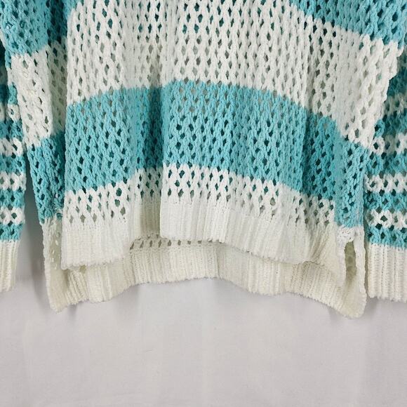 VINTAGE HAVANA TROPICAL TURQUOISE STRIPED KNIT CREWNECK – SIZE SMALL – NWT - Picture 3 of 10